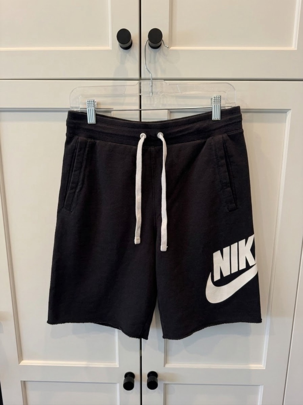 Nike Men’s Black Athletic Shorts with White Logo
